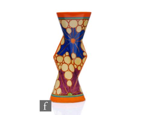 Clarice Cliff - Broth - A Yo-Yo vase circa 1930, hand painted&nbsp;with abstract motifs in orange, green, purple and blue wit