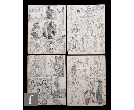 Albert Wainwright (1898-1943) - Four double sided sketch book pages depicting various figurative studies, character studies a