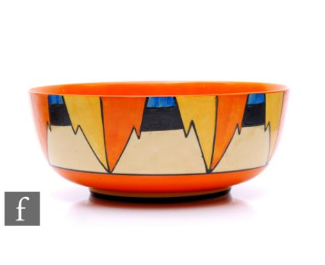 Clarice Cliff - New Flag - A large Holborn shape fruit bowl circa 1930, hand painted with a repeat stylised flag motif with o