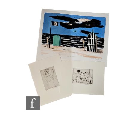 Alistair Grant (1925-1997) - 'Green Beach Hut', lithograph, signed and titled in pencil, numbered 11/30, unframed, 38cm x 56c