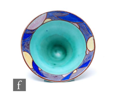 Clarice Cliff - Inspiration Moon &amp; Stars - A shape 383 conical bowl circa 1930, hand painted with an abstract band to the