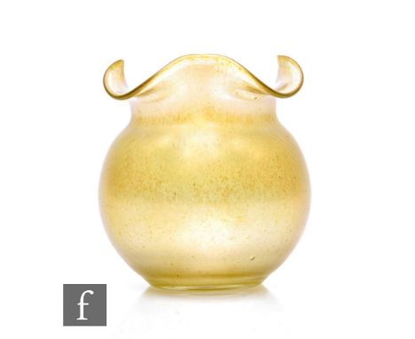 Loetz - An early 20th Century Candia Cisele glass vase, circa 1900, of ovoid form with short collar neck and frill rim, decor