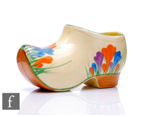 Clarice Cliff - Crocus - A large Sabot circa 1930, hand painted with Crocus sprays between green, yellow and brown banding, p