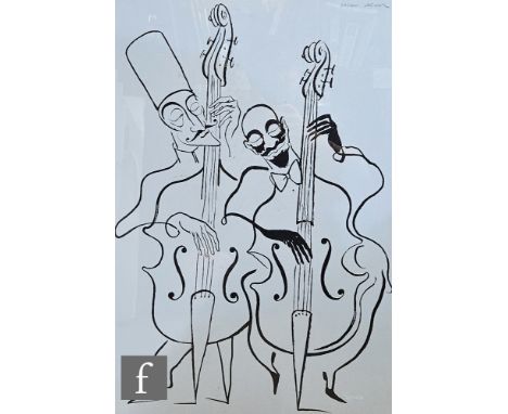 K. M. (late 20th Century) - Musicians, screenprint, signed with initials in pencil and numbered 29/150, framed, 69cm x 50cm, 