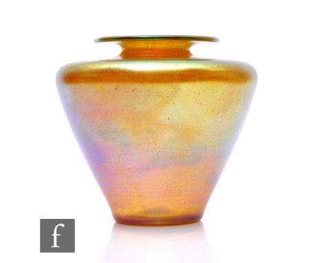 Loetz - An early 20th Century Candia Silberiris glass vase, circa 1900, of shouldered and tapered form, with flared rim, deco