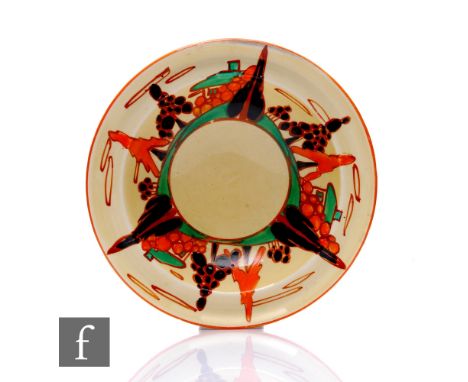 Clarice Cliff - Orange Trees &amp; House - A grapefruit bowl circa 1930, radially hand painted with a stylised tree and cotta