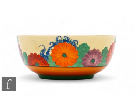 Clarice Cliff - Gay Day - A Holborn shape fruit bowl circa 1931, hand painted with a band of stylised flowers and foliage bet