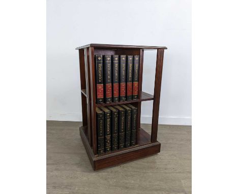 REPRODUCTION MAHOGANY BOOK COMMODE,80cm high, 50cm wide, fitted with Encylopedia