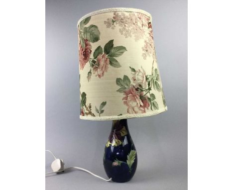 MOORCROFT TABLE LAMP,with shade decorated with flowers