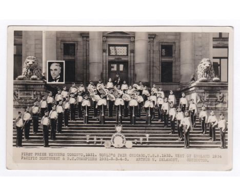 Bands 1935 RP Postcard - Vancouver's Kitland Boys Band - First Prize Winners Toronto 1931, World Fair Chicago 1933, West of E