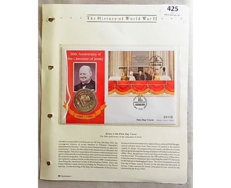 1995 - Liberation of Guernsey 50th Anniversary £2 Coin and stamp set First day cover