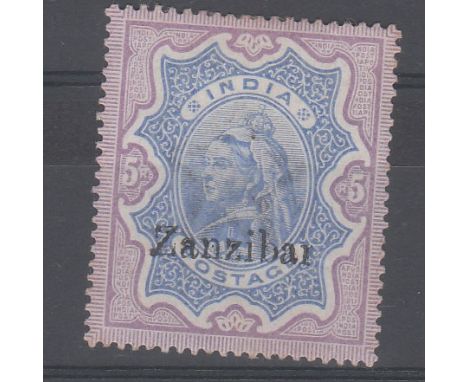 Zanzibar 1895-96 India 5 rupees opt Zanzibar, fresh l/m/mint, SG 21.