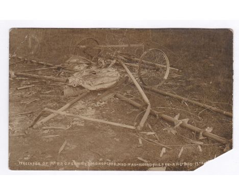 Aviation Wreckage of Mr R. Fenwick's Monoplane who was killed at Lark Hill Aug 13th (1916)