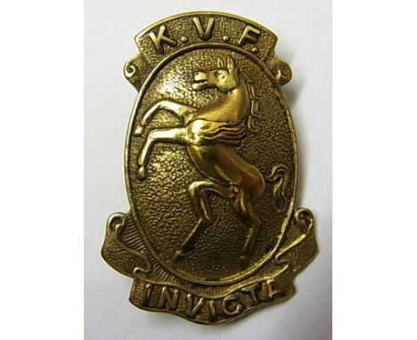 Kent Volunteer Fencibles WWI cap badge (White-metal, slider) K&K: 1629