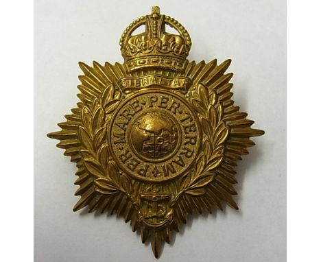 The Royal Marines Bands Plymouth Division Helmet Plate, KC (Brass, lugs) K&K: 1100