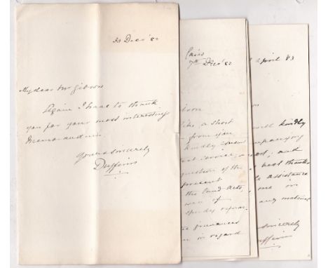 Egypt 1882/3 Letters (4) from Lord Dufferies to Captain Gibson regarding Gibson's report to the Government.  Also Captain J.W