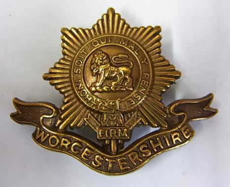The Worcestershire Regiment WWI Cap badge (Gilding-metal, slider) K&K: 636