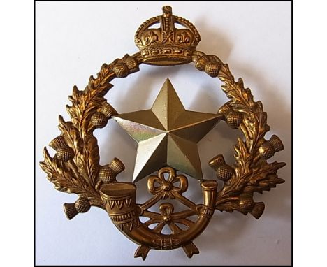 Scottish 2nd Volunteer Battalion Cameronians (Scottish Rifles) Helmet Plate (Bi-Metal, 3 lug fixing) KC, an extremely rare he