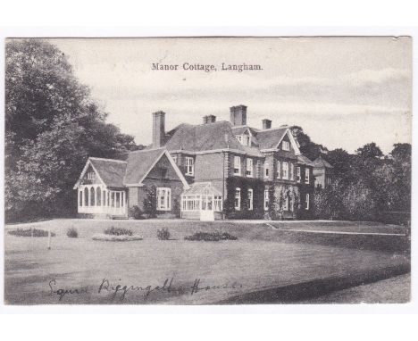 Norfolk Langham, Manor Cottage used 1906 Blakney - m/s reads Squire Rigginghall House, text refers to 'Awful sad affair' you 
