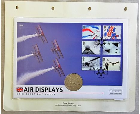 Great Britain 2008- Air displays FDC with Gibraltar crown coin on mercury, first day cover