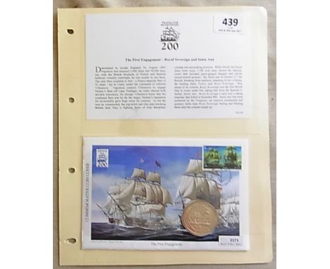 Great Britain 2005 - The First Engagement-Royal Sovereign and Santa Ana, with Gibraltar crown coin