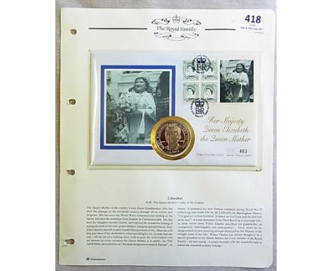 Great Britain 1997 Diamond Jubilee King George VI with 1937 Coronation stamp and 5 crowns coin plus three penny bit First Day