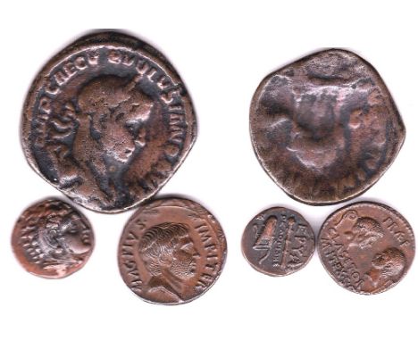 Roman and Greek copies - a copy of a sestertius of Volusian, and electrotype copy in copper of a denarius of Sextus Pompey an