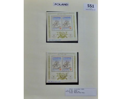 Poland 1986 World Post Day miniature sheet S.G. M5 3065 u/m Mint Michel 3051 block 101 fine used (2)
