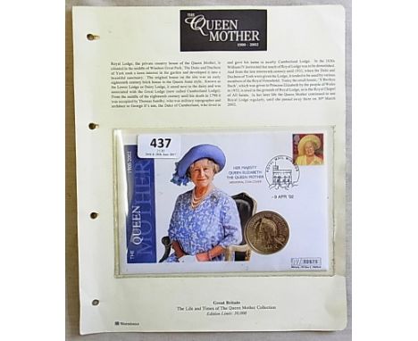 Great Britain 2002 Queen Mother 102nd Birthday £5 Coin First day Cover.