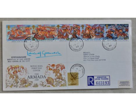 Great Britain - 1988 (19 Jul) Armada  FDC with Effingham C.D.s birthplace of Lord Howard.  High Admiral of the Fleet.  Signed