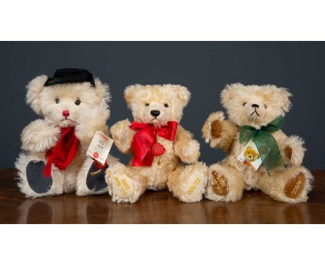 A Hermann Limited Edition musical Snowman bear, 42/1000, playing 'White Christmas', 30cm high, together with 'Karl' a Hermann