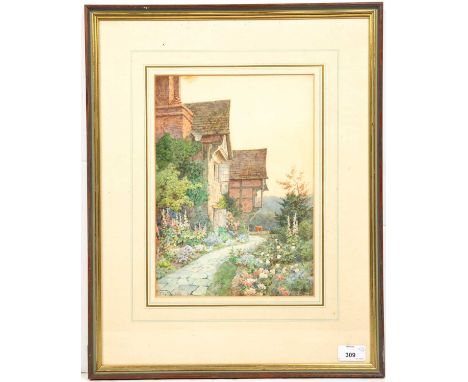 T M Tindale A country house and garden, watercolour, signed lower left, framed and glazed, 22cm x 31cm, 41cm x 52cm including