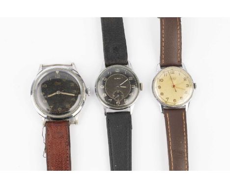 Three wristwatches by Lanco, the first with circular black dial, Arabic numerals and centre seconds hand, to a jewelled manua