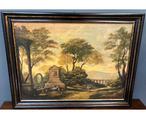 After Claude Lorrain a classical landscape with figures, oil on canvas, unsigned, framed, 84cm x 61.5cmCondition report: Craq