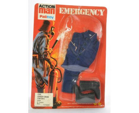 Palitoy Action Man comprising Emergency Series No. 34524 Fire Crash Crew. Complete and looks to be sealed on card. Card good 