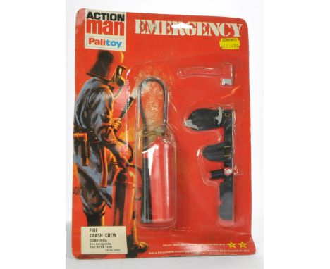 Palitoy Action Man comprising Emergency Series No. 34522 Fire Crash Crew. Complete and looks to be sealed on card. Card fair 