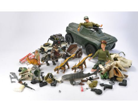 Assorted figures to include Vintage Action Man (and accessories) plus others as shown. Action men have signs of wear to hands
