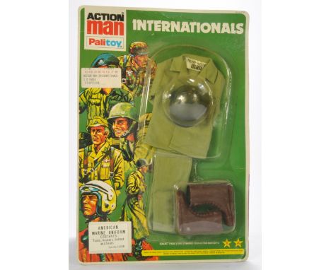 Palitoy Action Man comprising Internationals No. 343000 American Marine Uniform. Complete and looks to be sealed on card. Car