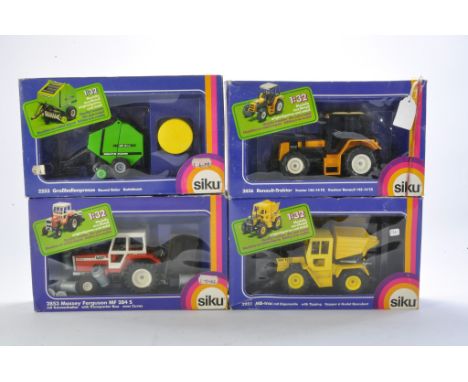Siku older group of Tractor issues, plus one implement including MB Trac, Massey Ferguson and Renault. All look to be without