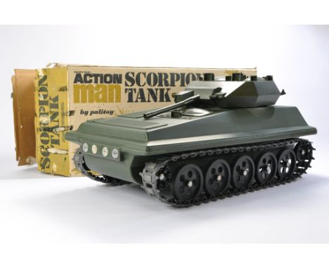 Vintage Action Man Scorpion Tank. Tracks complete both sides, generally good with fair original box. 