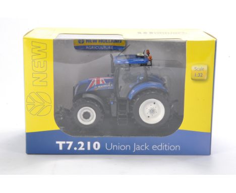 Farm model interest comprising Universal Hobbies 1/32 New Holland T7. 210 Tractor  -  Union Jack Edition. Looks to be excelle