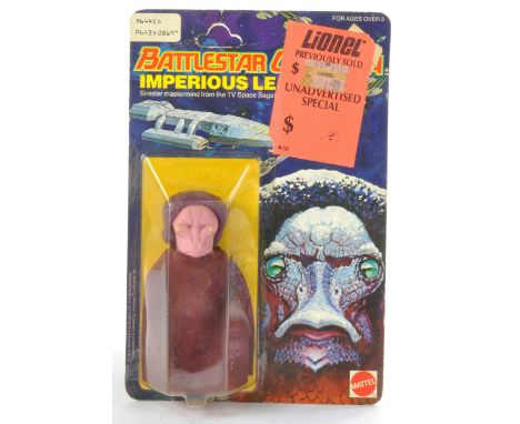 Mattel Vintage Battlestar Galactica Figure comprising Imperious Leader. Factory sealed on partially unpunched card. Bubble go