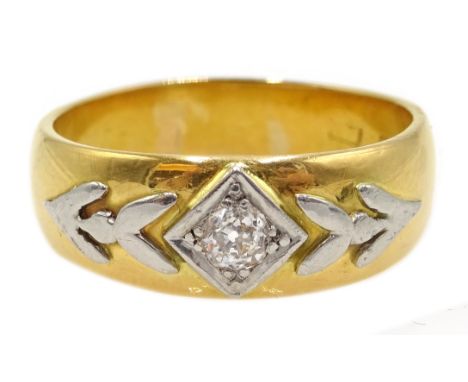 22ct gold solitaire old cut diamond ring, London 1909 Condition Report 10.6gm, size U-V, band depth = 8mm, Click here for fur