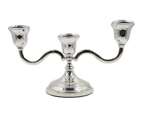 Shop stock: Silver candelabra with detachable branches and cups by L R Watson Birmingham 2003, 21cm weighted, boxed Condition