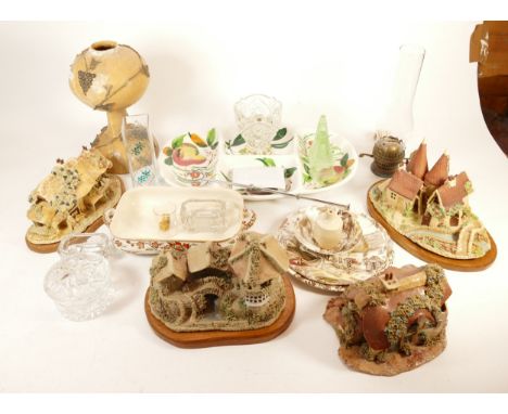 An assortment of ceramic homewares and glassware, to include, a Doulton two-handled serving dish with a floral pattern, a cry