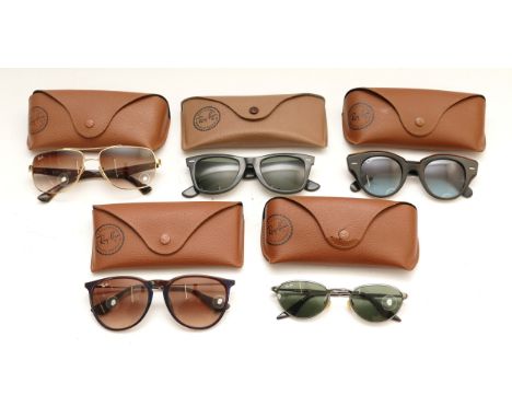 Ray-Ban; Five cased pairs of Ray-Ban designer sunglasses. (5) 