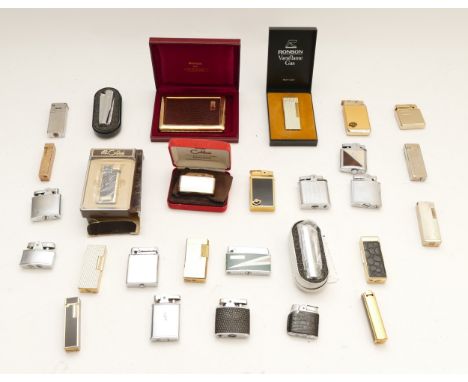 A collection of over twenty pocket cigarette lighters, petrol and gas operated, circa 1950s/80s, makers to include Colibri, R