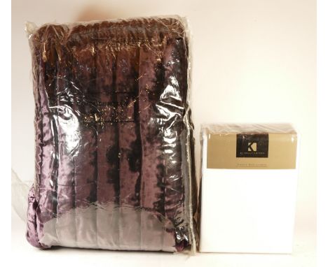 A White Company 'Medici' aubergine colour, super king quilt together with a Kelly Hoppen 400 thread cotton duvet set with she