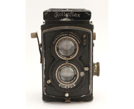 A Rolleiflex TLR camera, with Heidoscop-Anastigmat 1:3.1 f=7.5cm and Carl Zeiss Jena Tessar 1:3.5 f=7.5cm lenses, in leather 