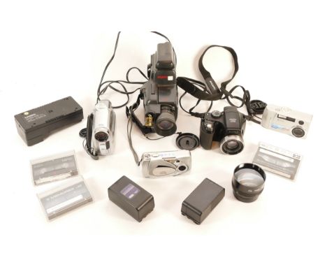 A collection of cameras and camera accessories, to include, Fujifilm Finepix S5800 and Olympus C-360 Zoom. (1 box)